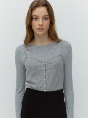 bustier layered t-shirt - gray