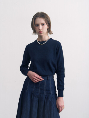 cashmere long top navy