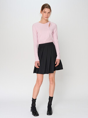 UNBALANCED PLEATS SKIRT / BLACK