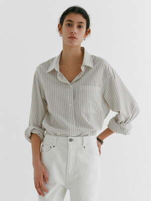 LOOSE FIT OVERSIZED STRIPE SHIRT_IVORY