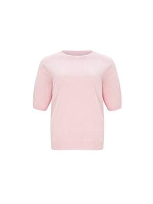 24SS 100% Wool Round Neck Sleeve Sweater - Baby Pink