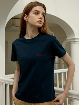 24SS Versailles lettering round half sleeve T-shirt_Navy