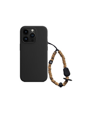 nature beads phone strap short brown