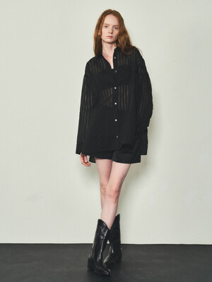 Sheer Stripe Shirts_CTT329(Black)