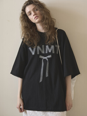 VNMT ribbon lace t-shirt_black
