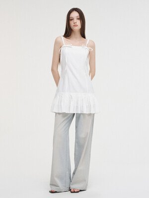 Slip Pleats Mini Dress, White