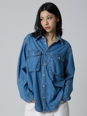 플라넷 투포켓 데님 셔츠 블루_Planet Two Pocket Denim Shirt Blue
