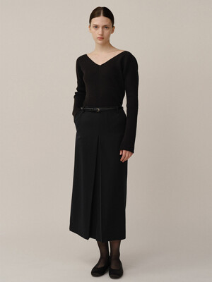 Isaac Wool Skirt Dark Navy