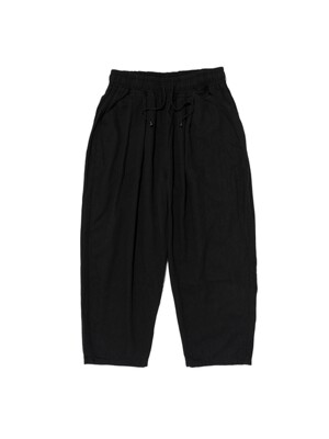 WIDE CROP COTTON PANTS (BLACK)