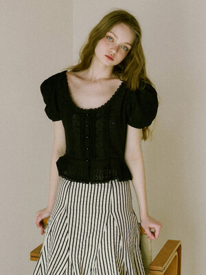 Punching Clear Ball Blouse (Black)