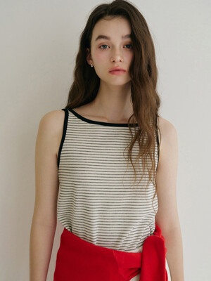 [단독] G Pin Stripe Boat neck Sleeveless_2colors
