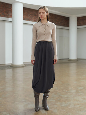 TTF DRAPE LAYERED SKIRT DARK GREY