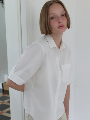 ouie381 cotton pocket half shirts (white)