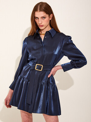 Kristyna Shirring Dress [Navy]