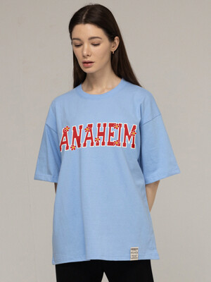 [UNISEX]ANAHEIM 로고 플라워스마일 반팔티_스카이블루