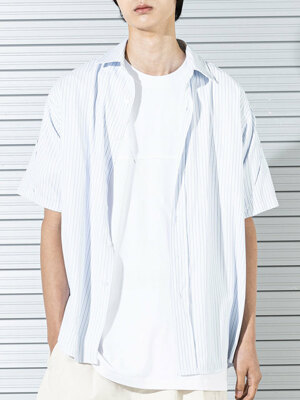 STRIPE INVERTED PLEATS SHIRTS MSTST003-BL