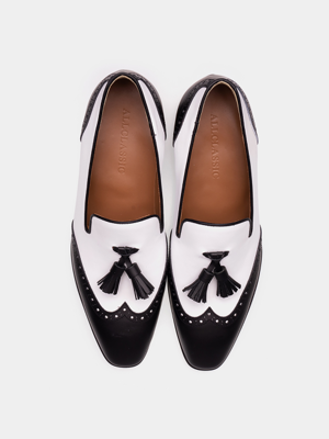 Ardor_Wingtip Tassel Loafers Black & White fg / ALC134