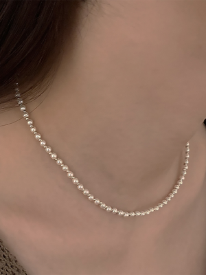 [리퍼브상품]SF009 Basic Pearl Silver Ball Necklace