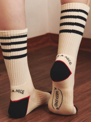 Weekend Socks Stripe Ivory