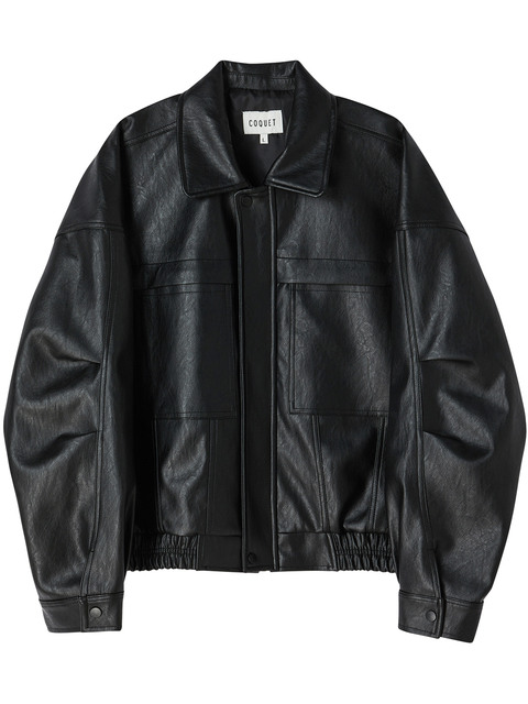 아우터,아우터 - 코케트 스튜디오 (COQUET STUDIO) - [UNISEX] VEGANLEATHER TRUCKER JUMPER BLACK