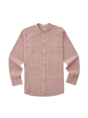 클래식핏 헨리넥 아웃포켓 T/R슬럽 셔츠 (핑크)