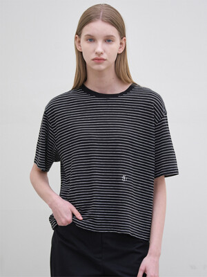 Linen Stripe T-shirt (Black)