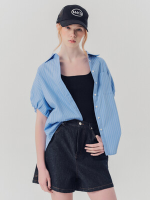 WED_French simple puff shirt_BLUE