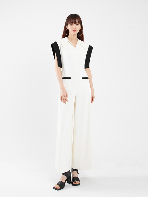 원피스 - 에이벨 (A.Bell) - 23SS 콘트라스트 점프수트 WHITE