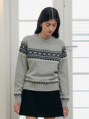 JACQUARD WOOL KNIT_GRAY