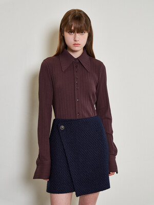 Big Collar Ribbed Jersey Blouse_BURGANDY