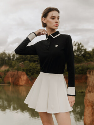 Coloration collar long sleeve shirt (black)