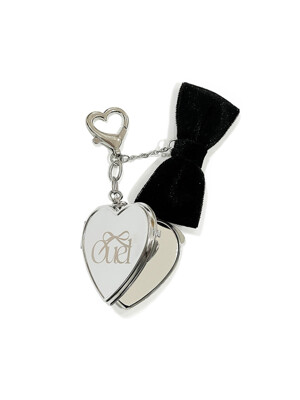 RIBBON HEART MIRROR KEY RING_BLACK
