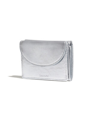 CRINKLE HALFMOON MINI WALLET - SILVER