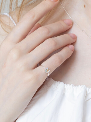 Silver Adorable Heart Cubic Ring