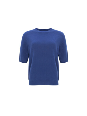 24SS 100% Wool Round Neck Sleeve Sweater - Blue