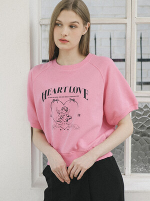 Heart To Heart Half Sweat Shirts [PINK]