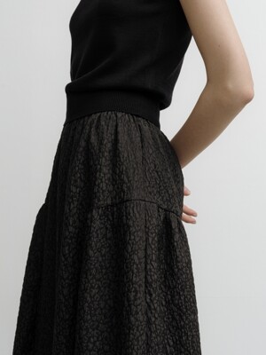 Jacquard Banded Skirt Black