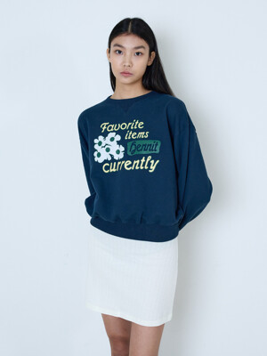 Flower Graphic Sweatshirt (Navy)