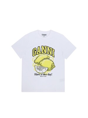 가니 여성 LEMON 그래픽 프린트 반팔(화이트/옐로우) T3768 151