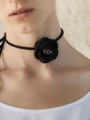 [Atelier] Flower Corsage Knit Choker_LXEAM24880BKX
