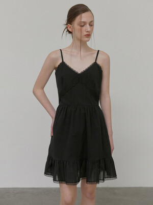 Slip Lace Mini Dress, Black