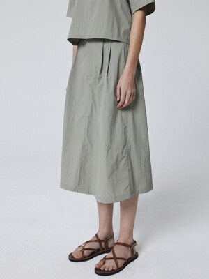 Summer Crinkle Banding Skirt (Light Khaki)