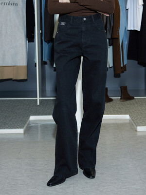 Signature Semi Wide Denim Pants_BLACK