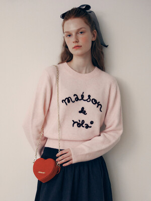 MAISON DE ROLA EMBROIDERY KNIT PINK