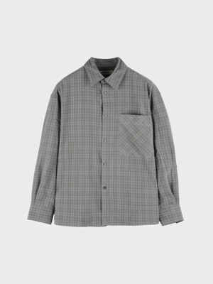 TWO TONE WRINKLE CHECK SHIRT_GREY