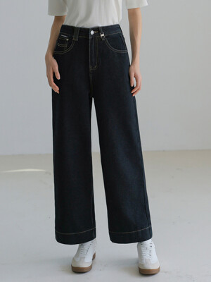 STITCH RAW WIDE DENIM PANTS_NFDP4129 (DEEP INDIGO)