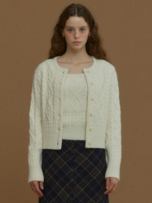 WOOL FISHERMAN CARDIGAN [IVORY]