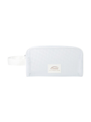 PVC MESH BEACH POUCH-WHITE