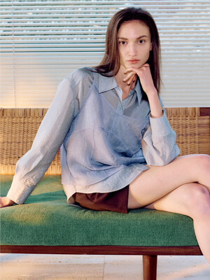[SET] Creased Shirt + See-through Bustier Top SS5SB149_2color