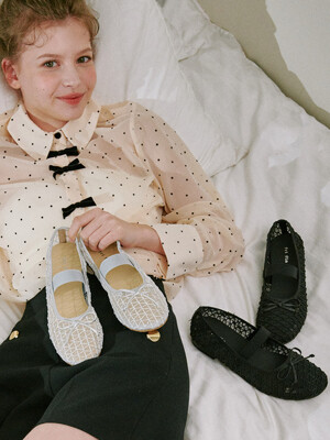 ljh1034 mesh banding maryjane flat _ 3colors